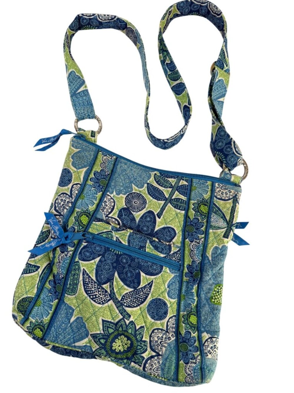 Vera Bradley Doodle Daisy Blue Green Floral HIpster Quilted Crossbody Bag  Retir